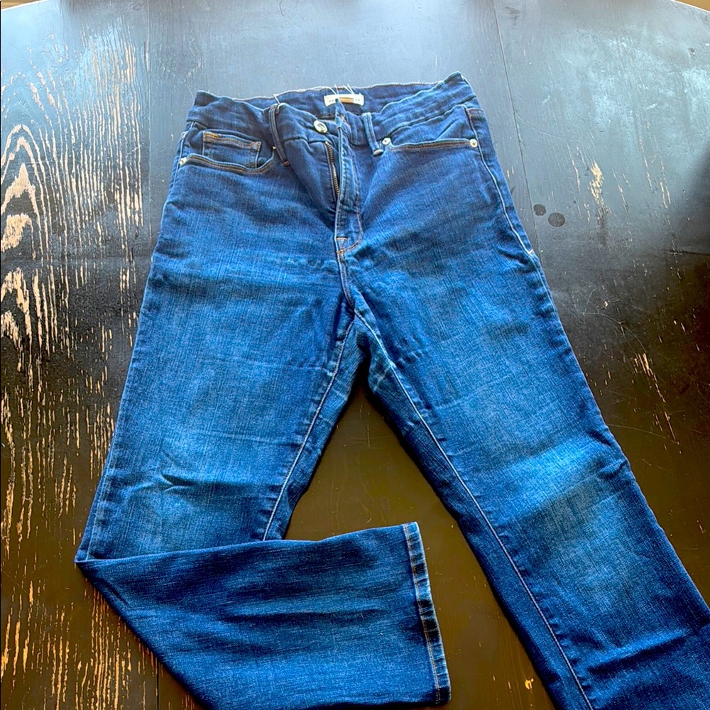Good American Women's Straight Leg Jeans in Dark Blue Denim